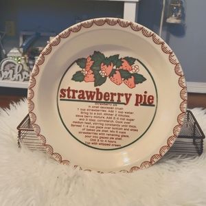 Vintage Mount Clemens Strawberry Pie Plate with Recipe, Made in Japan
